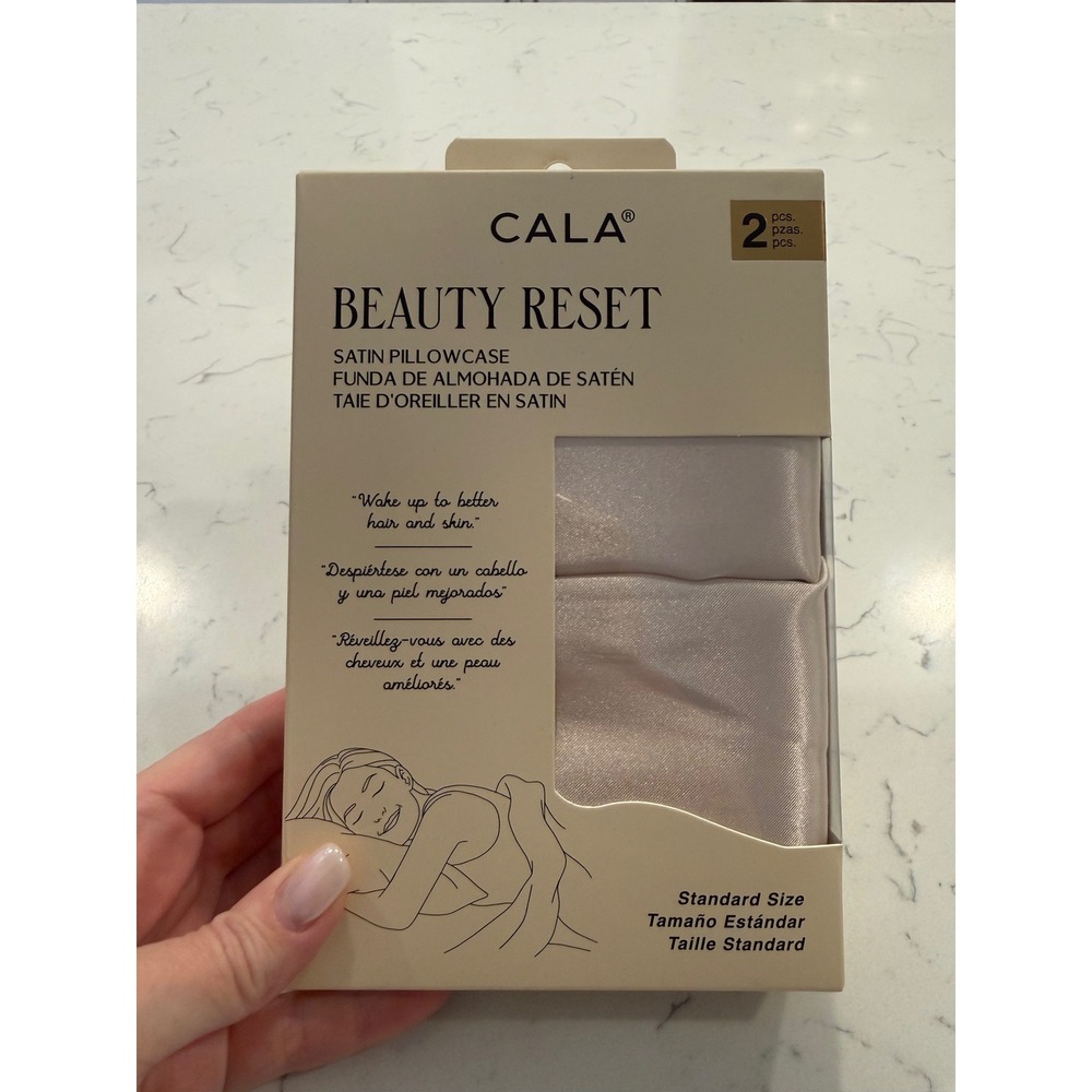 Cala Beauty Reset Satin Pillowcase Set 2pc Standard Size Champagne Pink 69122